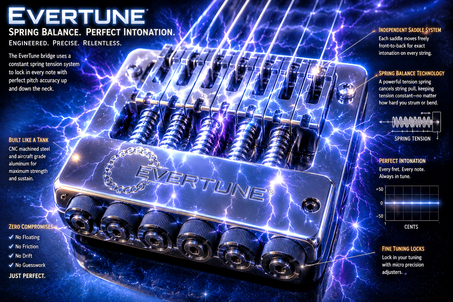 Image holder showing EverTune spring balance system and constant tension zones.